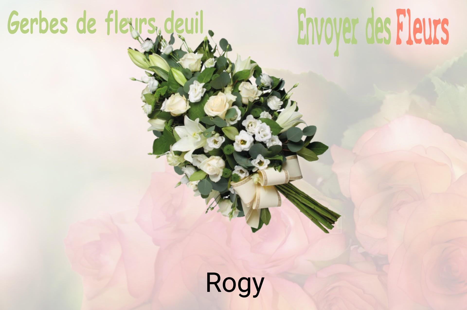 Gerbe de fleurs de deuil livrée à Rogy